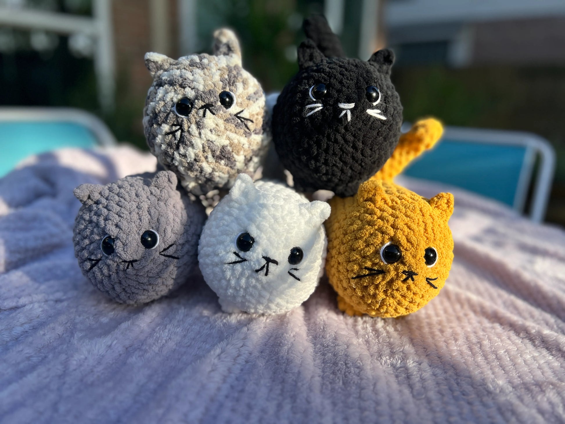 Front view of the various loaf cat plushies